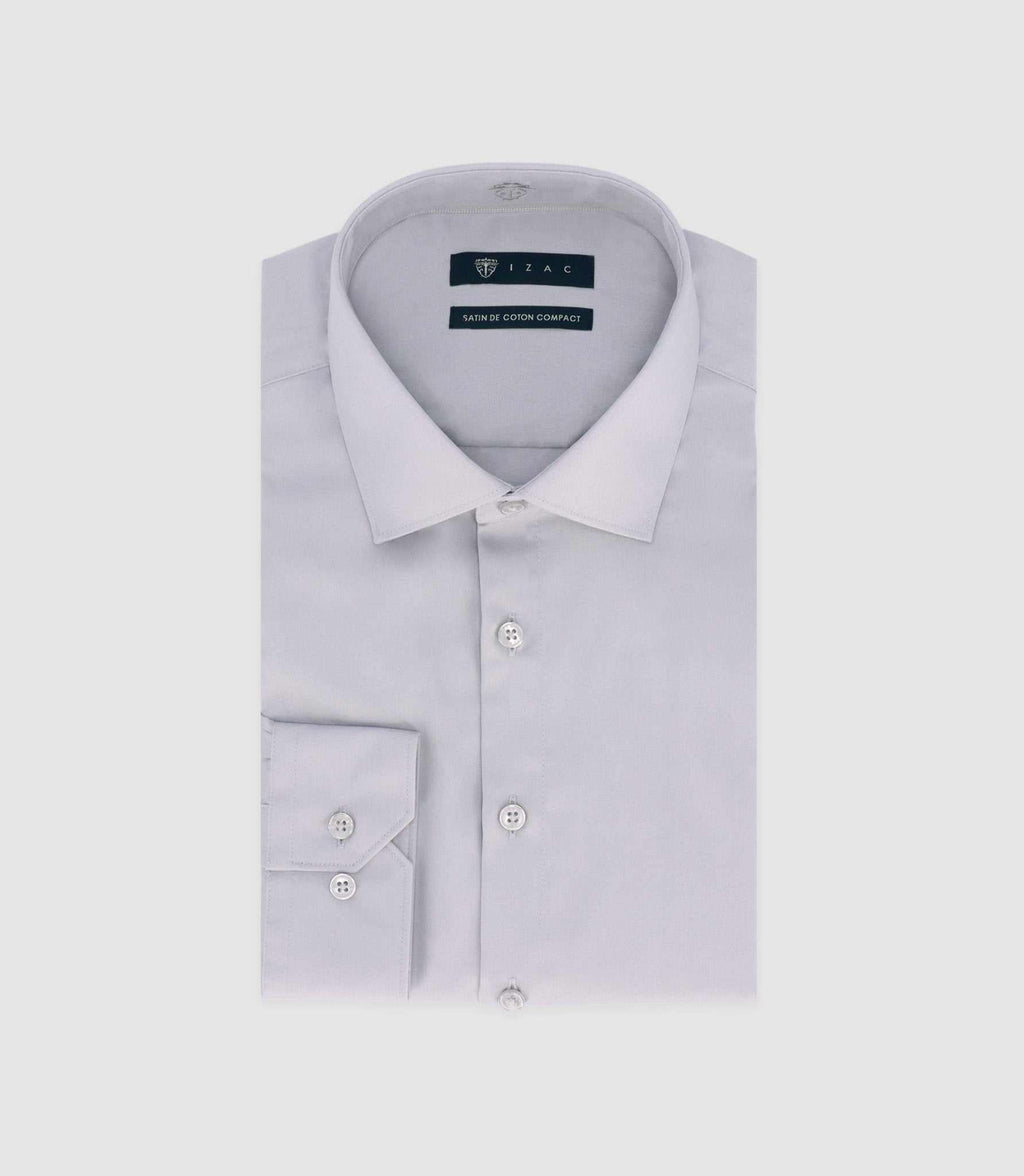 Chemise slim en satin de coton gris SATINSLIM - IZAC