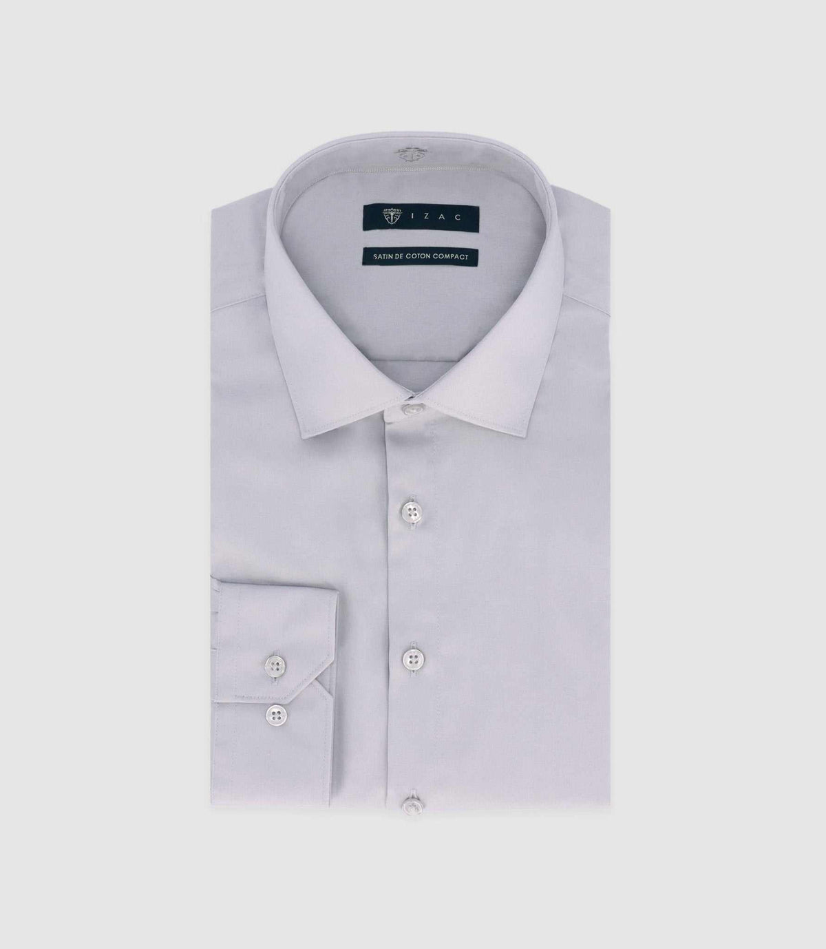 Chemise slim en satin de coton gris SATINSLIM - IZAC
