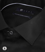 Chemise slim en satin de coton noir SATINSLIM - IZAC
