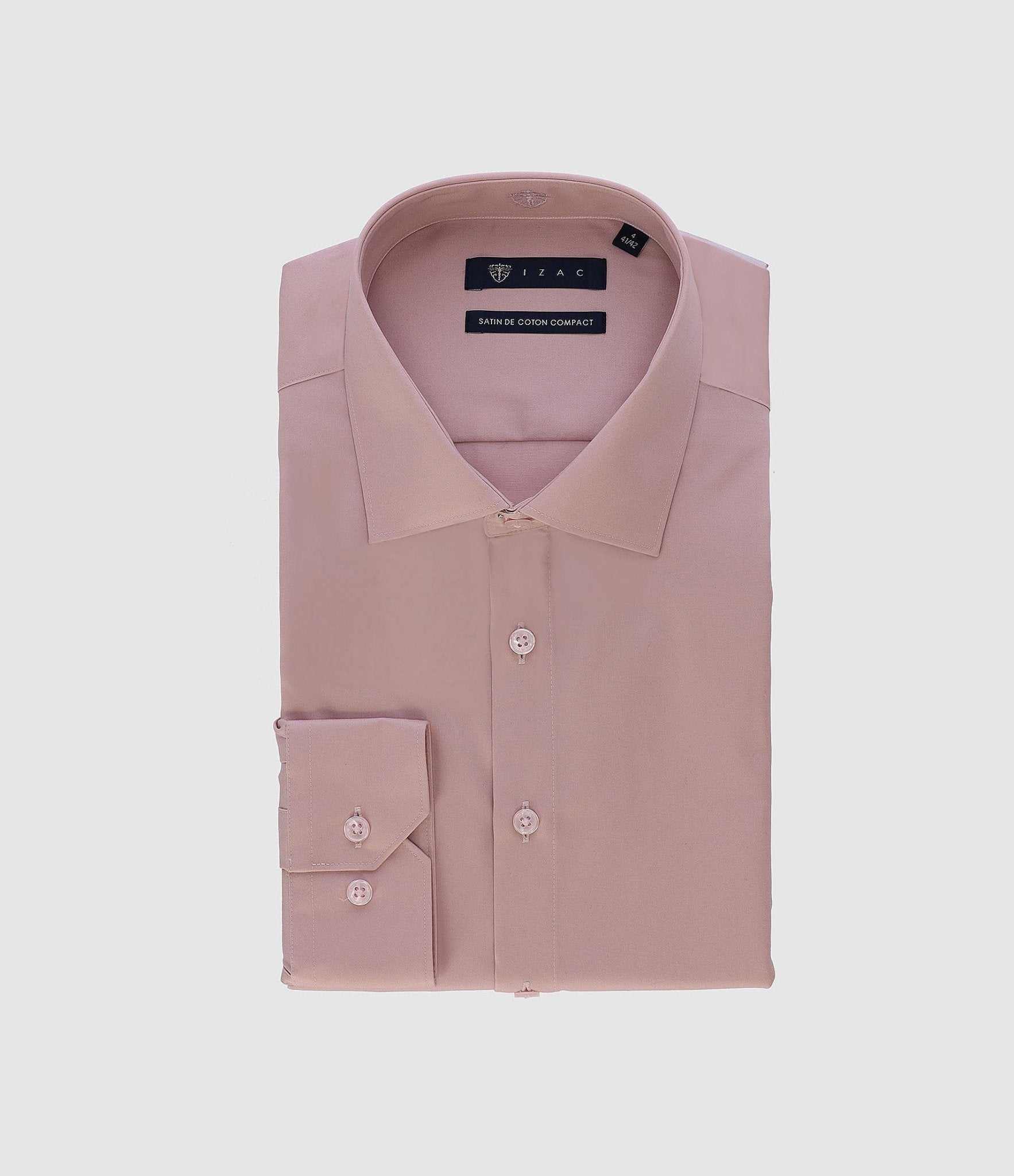 Chemise slim en satin de coton rose SATINSLIM - IZAC