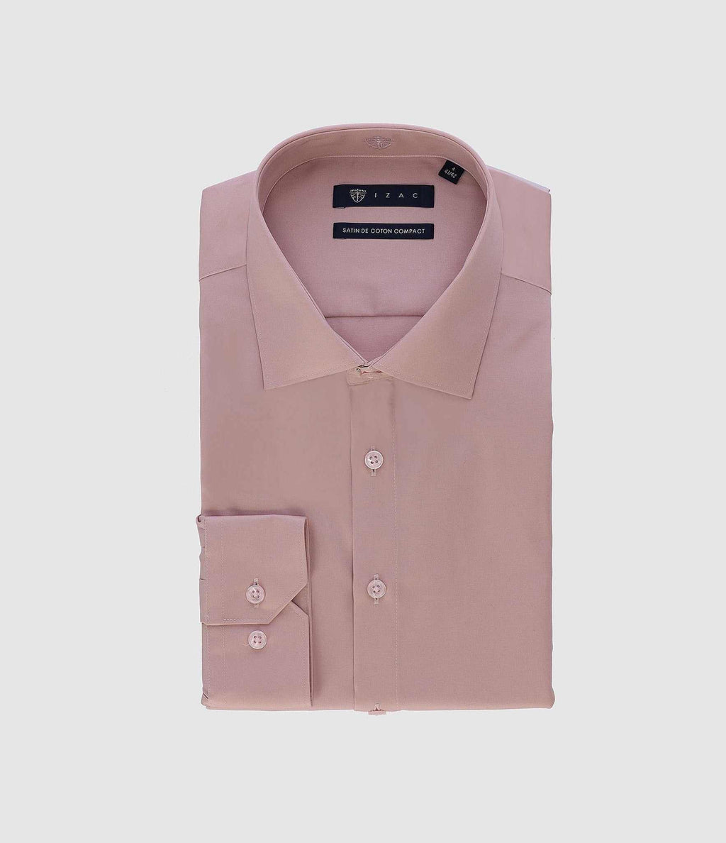 Chemise slim en satin de coton rose SATINSLIM - IZAC