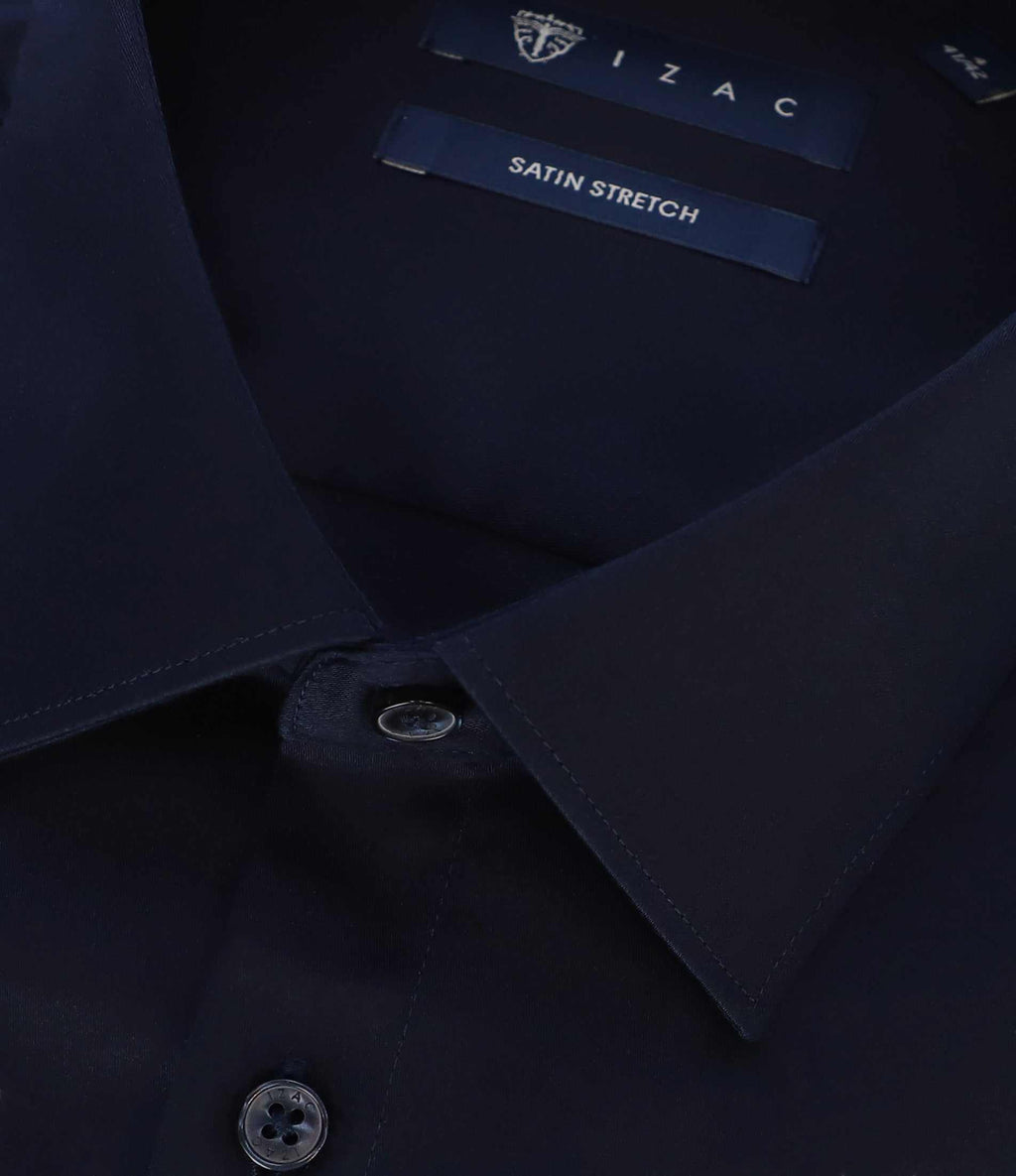 Chemise en satin stretch marine STRETCHBS - IZAC