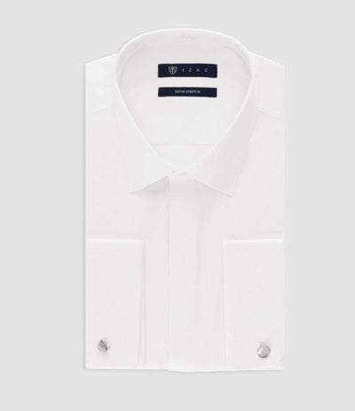 Chemise en satin stretch blanc STRETCHMS - IZAC