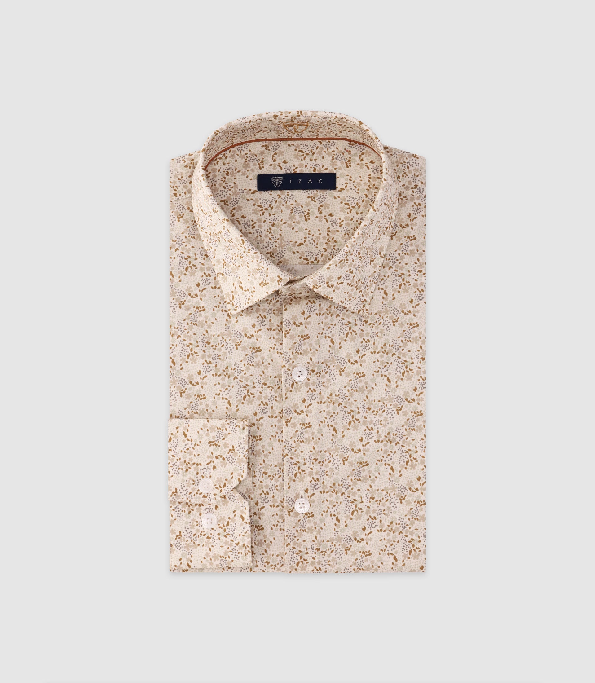 Chemise imprimée manches longues beige - IZAC