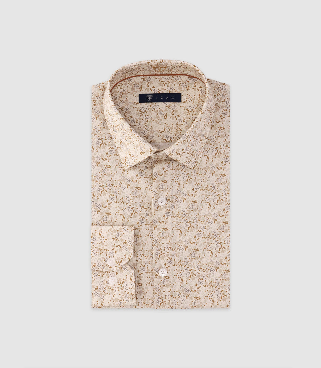Chemise imprimée manches longues beige - IZAC