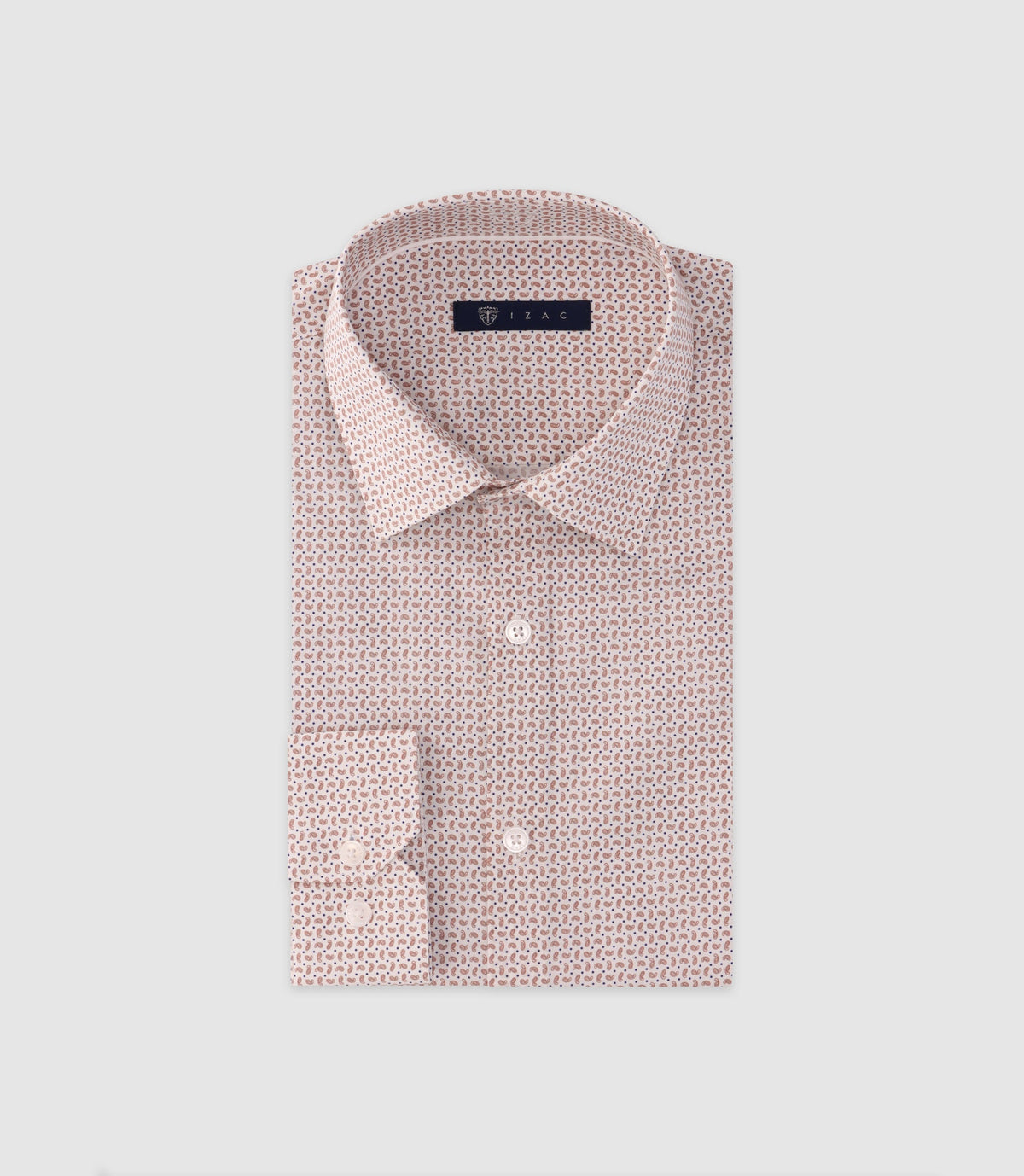 Chemise imprimée manches longues camel - IZAC