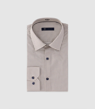 Chemise imprimée manches longues écrue - IZAC