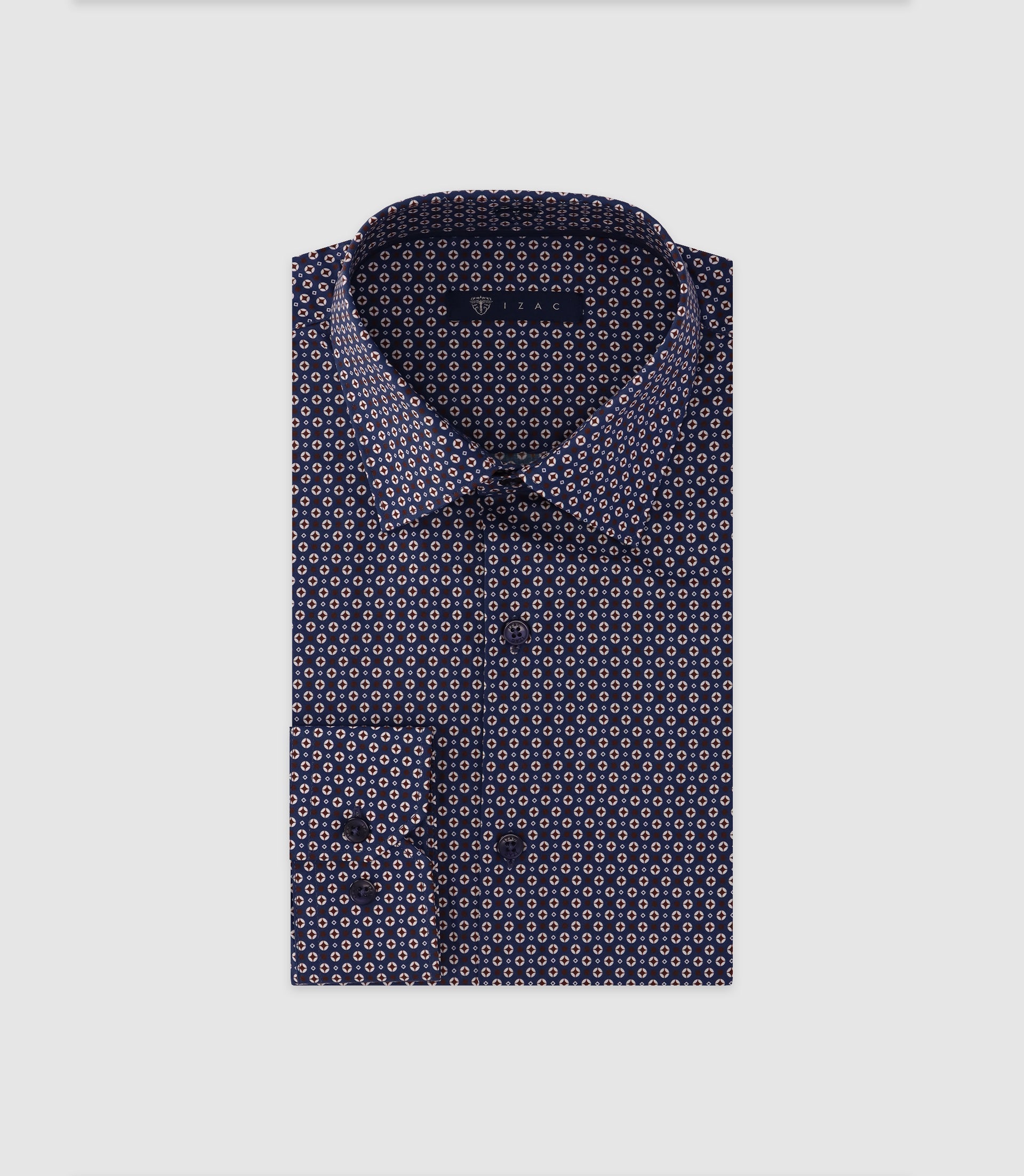 Chemise imprimée manches longues marine - IZAC