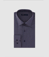 Chemise imprimée manches longues marine - IZAC