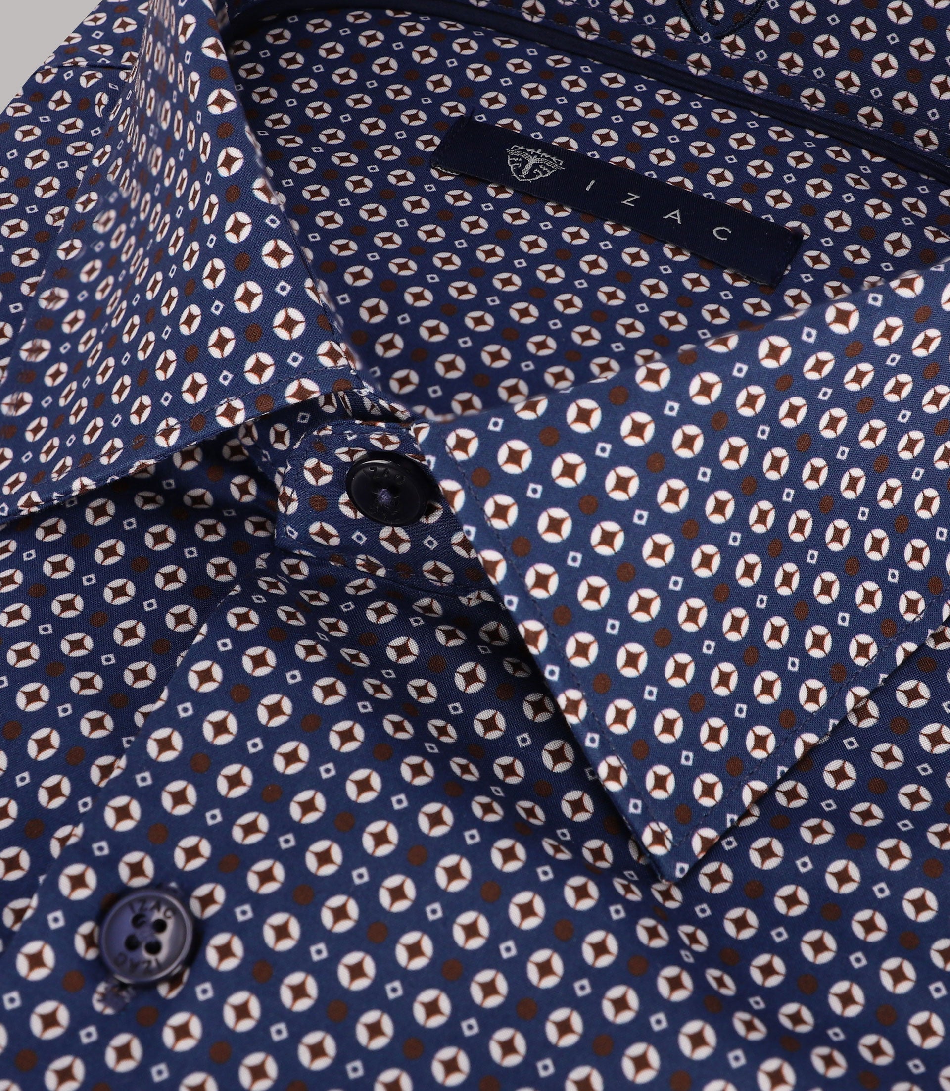 Chemise imprimée manches longues marine - IZAC