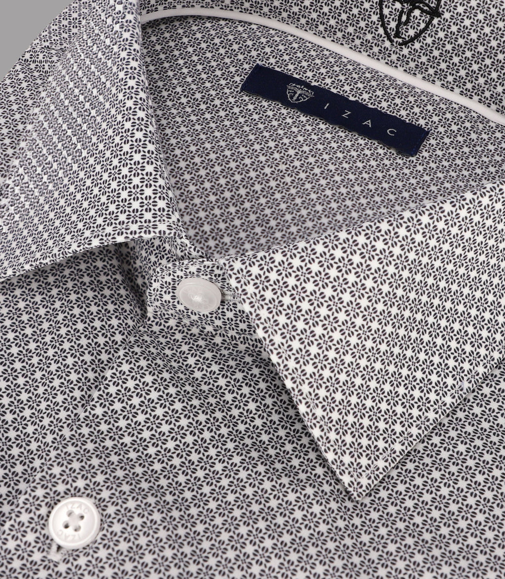 Chemise imprimée manches longues noire - IZAC