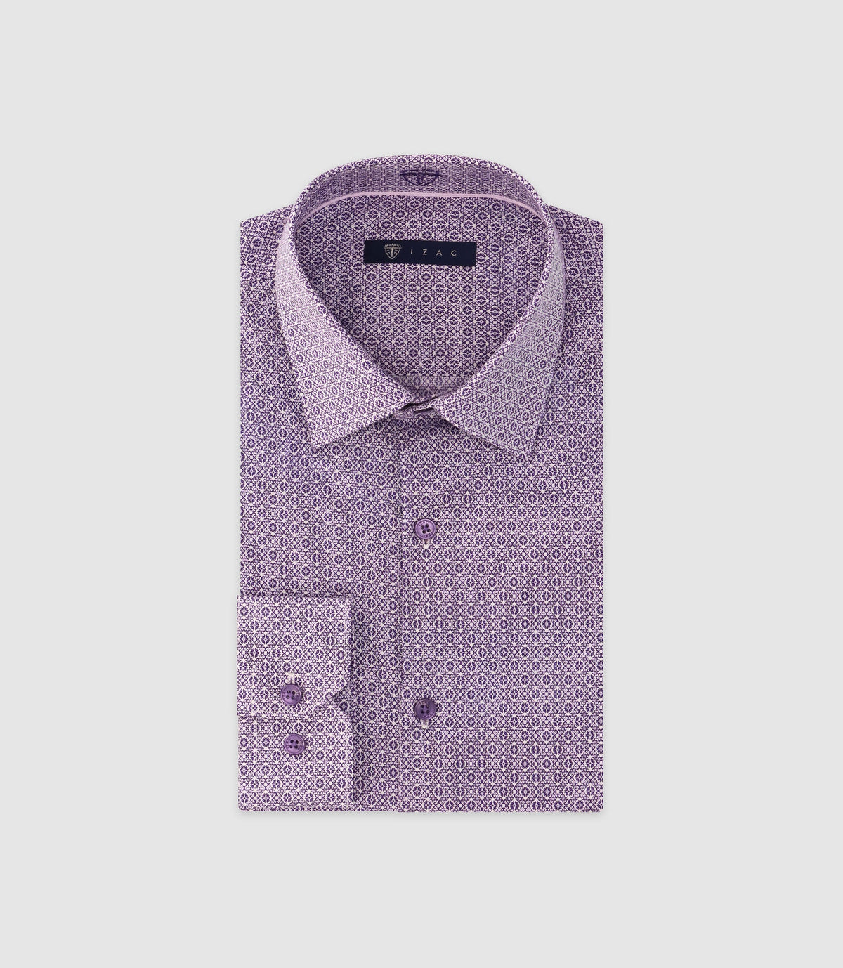 Chemise imprimée manches longues violette - IZAC