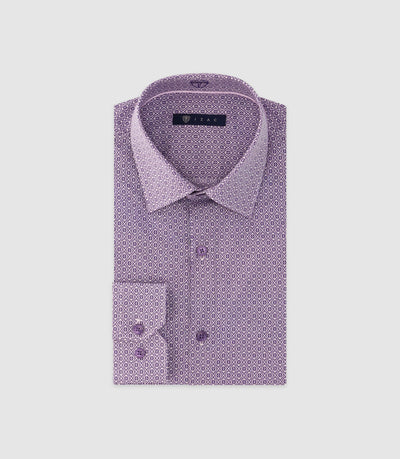 Chemise imprimée manches longues violette - IZAC