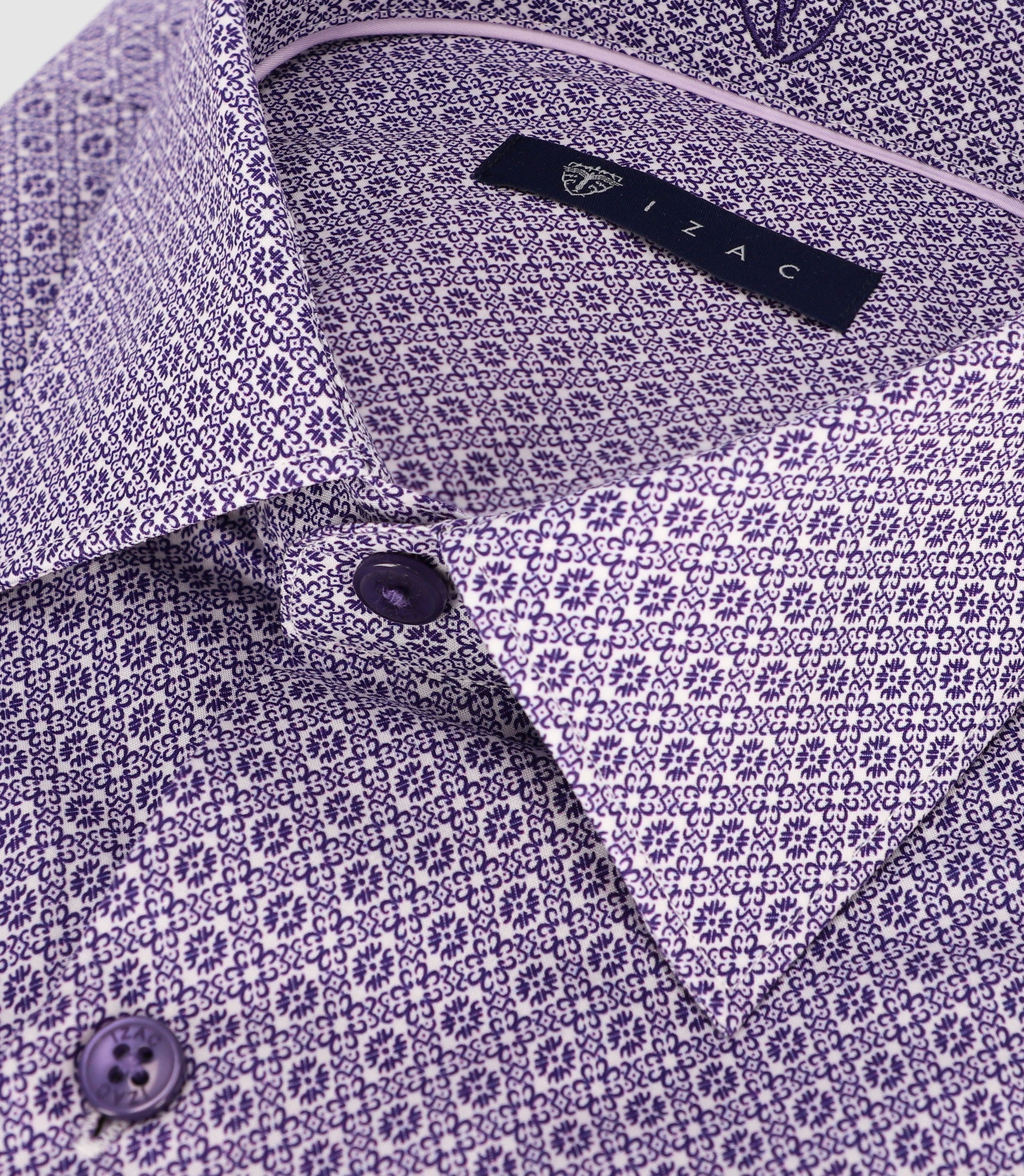 Chemise imprimée manches longues violette - IZAC