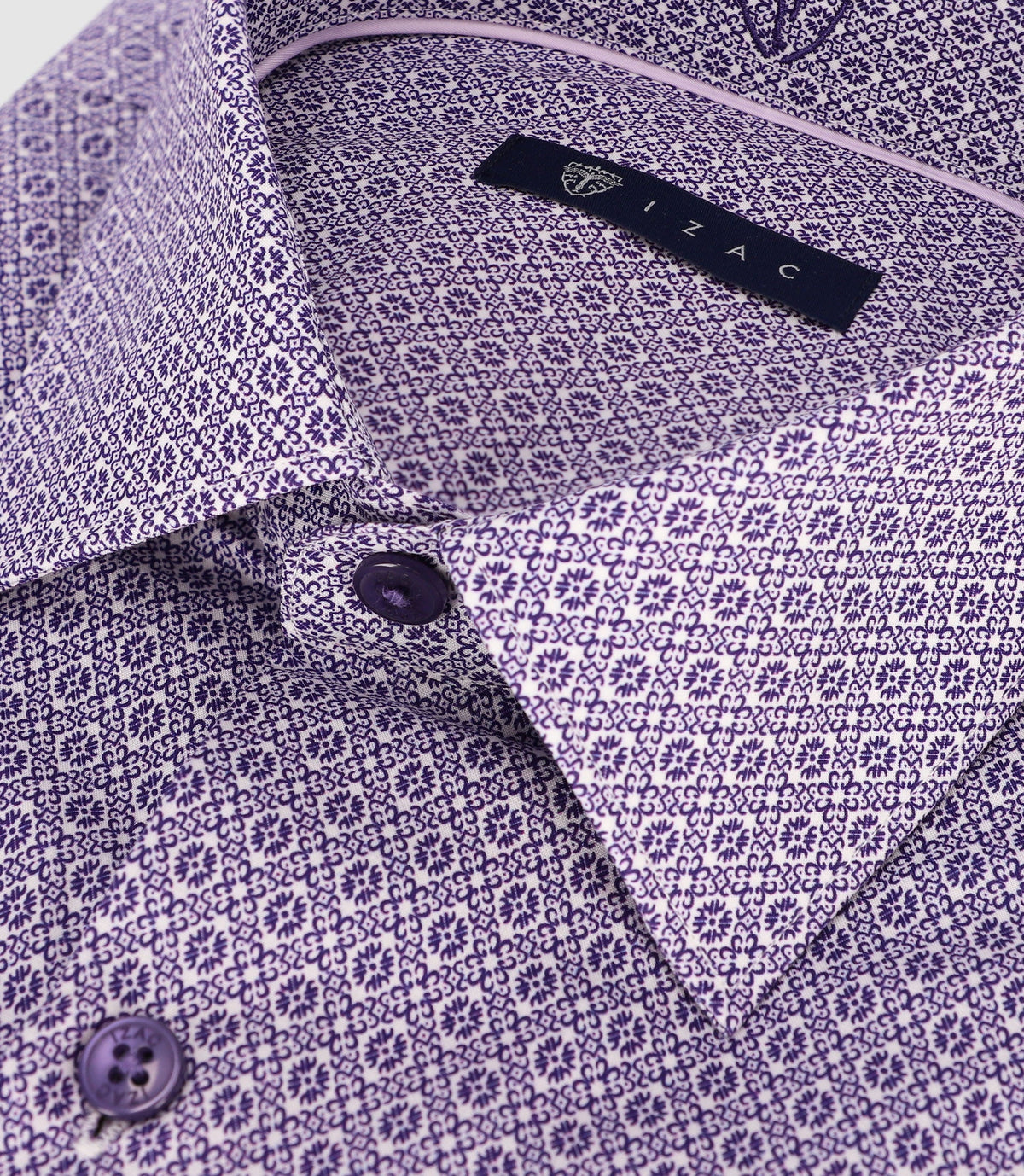 Chemise imprimée manches longues violette - IZAC