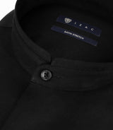 Chemise col mao en satin noire - IZAC