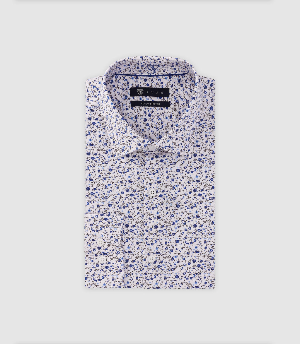 Chemise avec fleurs bleue - IZAC
