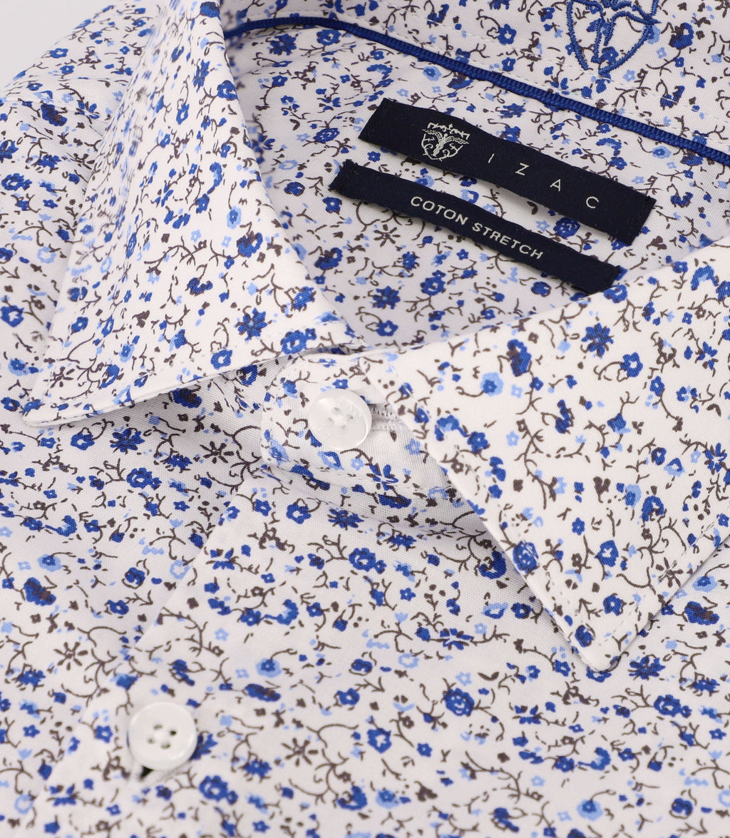 Chemise avec fleurs bleue - IZAC