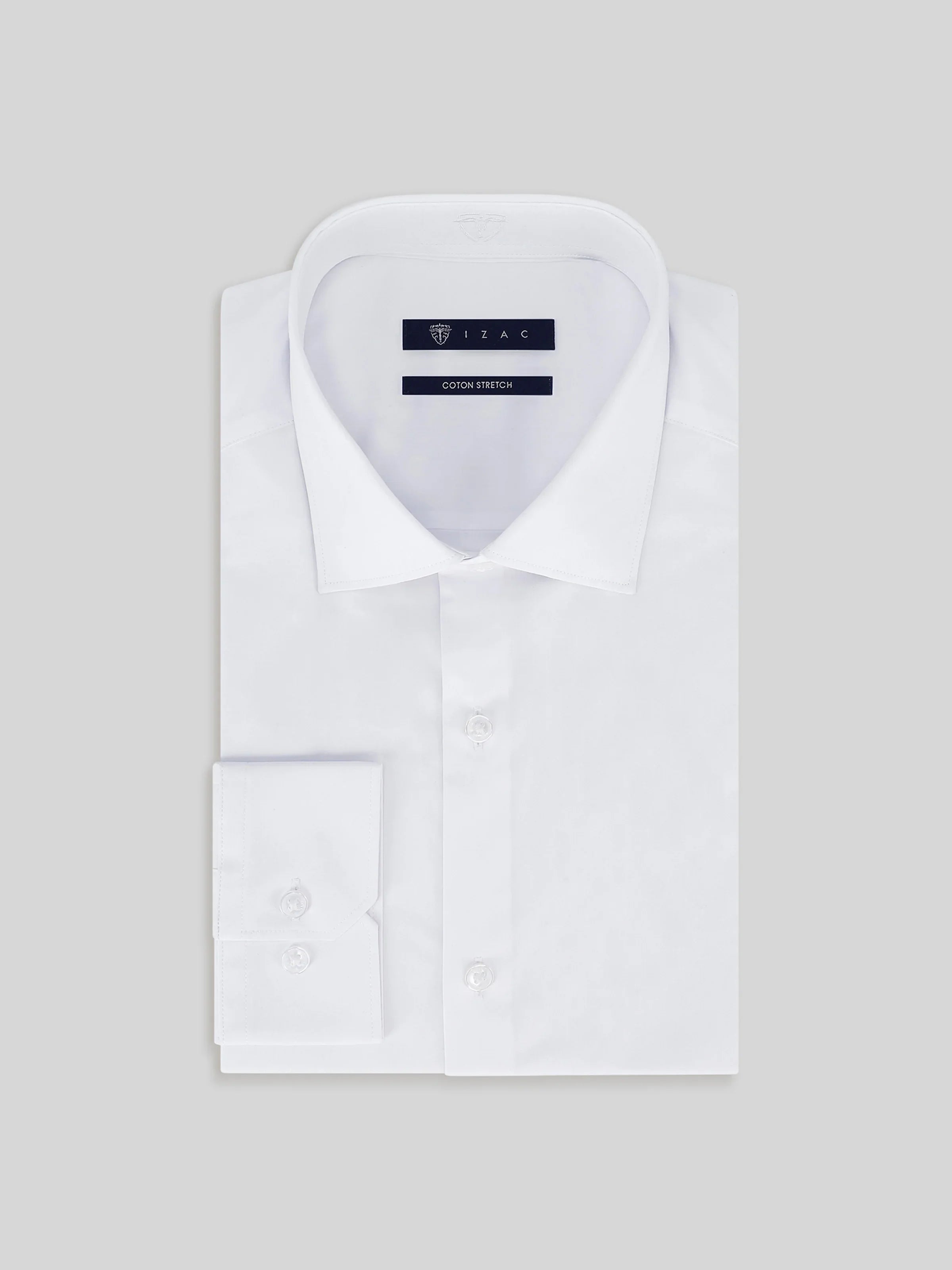 Chemise ville satin de coton blanc - IZAC