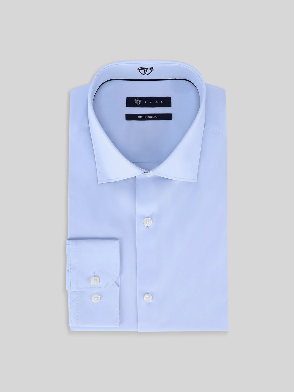 Chemise ville satin de coton bleu ciel - IZAC