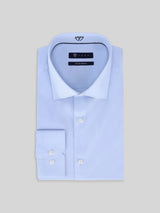 Chemise ville satin de coton bleu ciel - IZAC