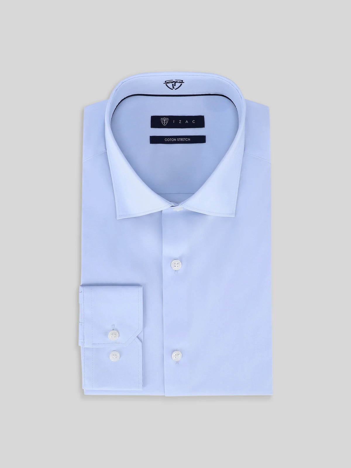 Chemise ville satin de coton bleu ciel - IZAC