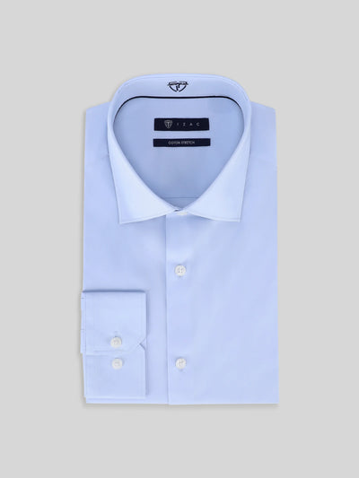 Chemise ville satin de coton bleu ciel - IZAC