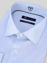 Chemise ville satin de coton bleu ciel - IZAC