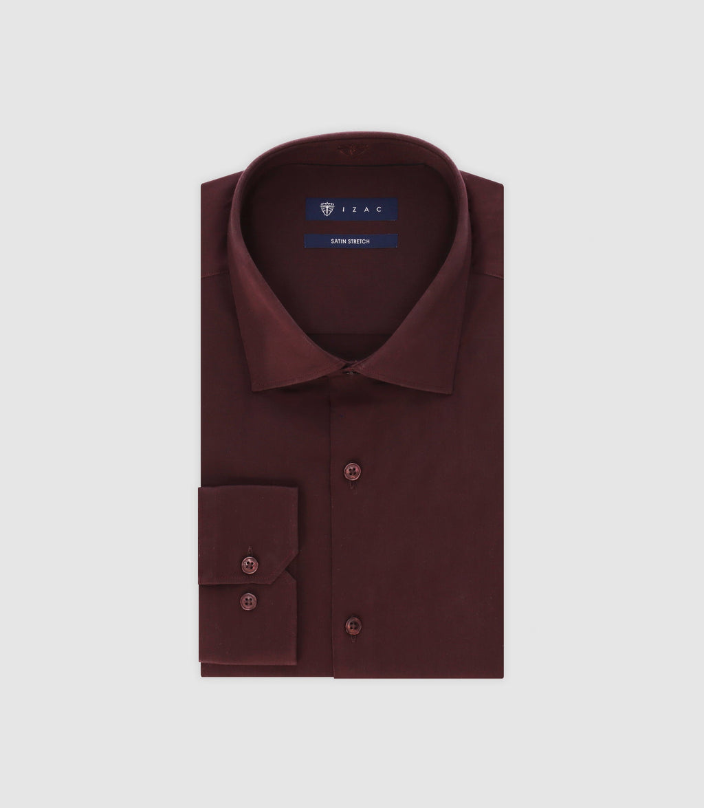 Chemise ville ajustée bordeaux - IZAC