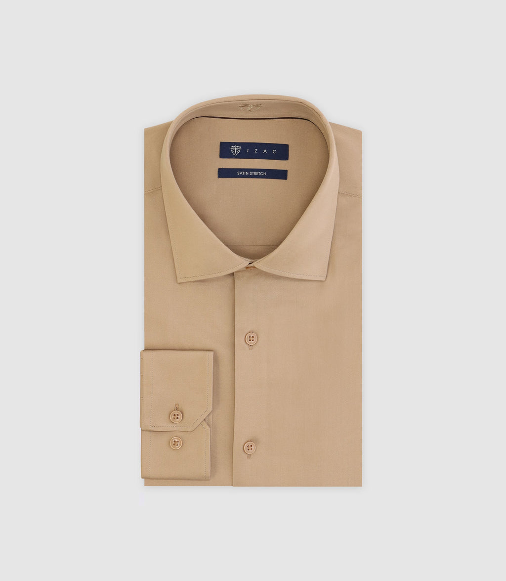 Chemise ville ajustée camel - IZAC