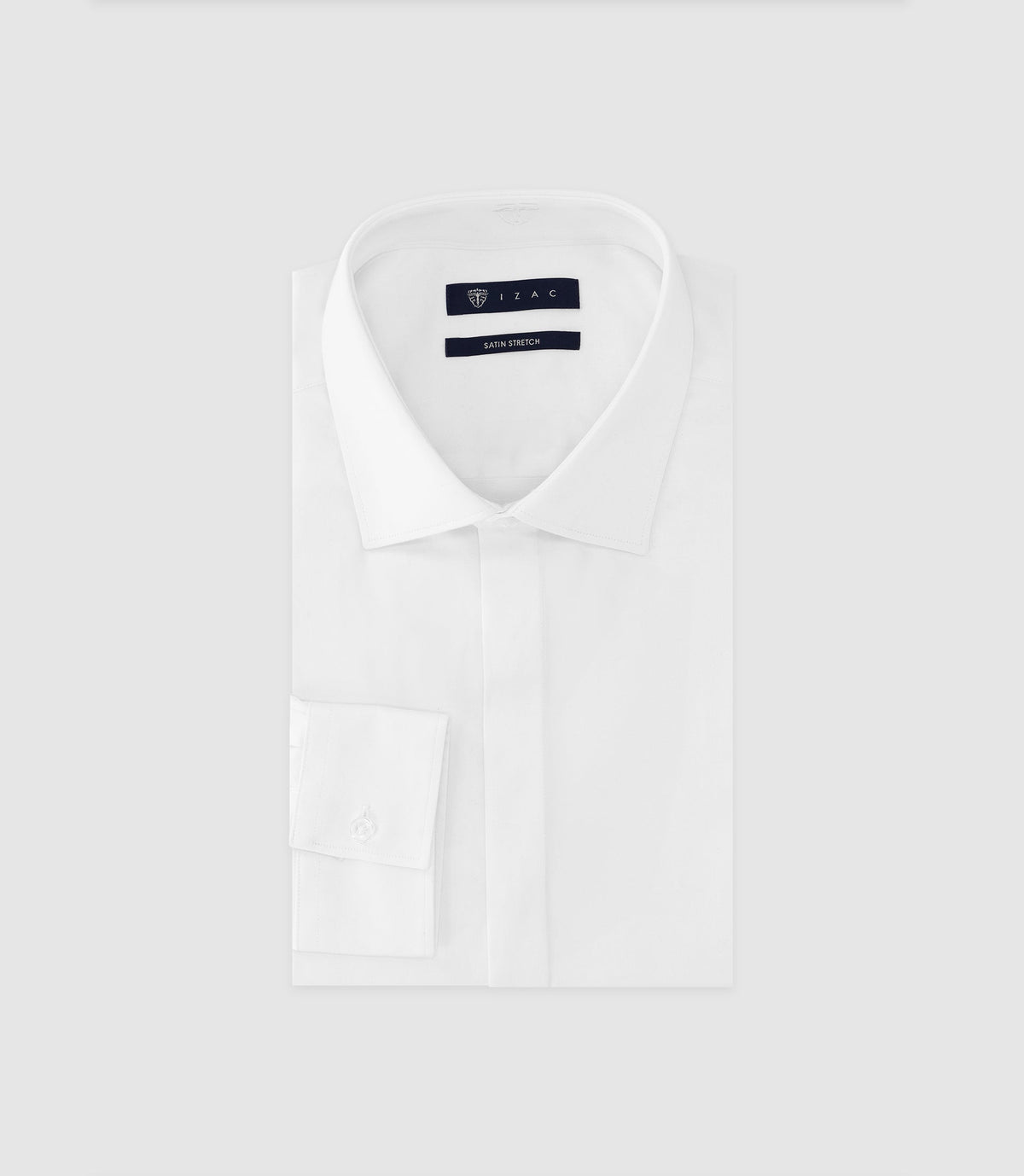 Chemise col italien en satin de coton blanche - IZAC