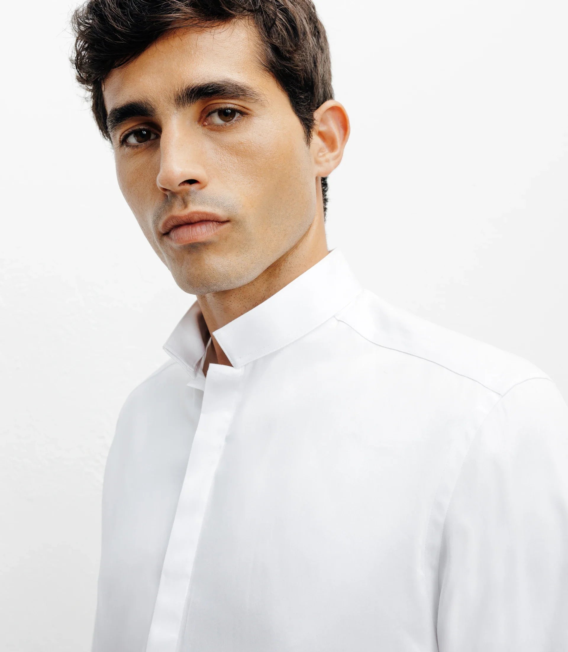 Chemise ville satin de coton blanc - IZAC