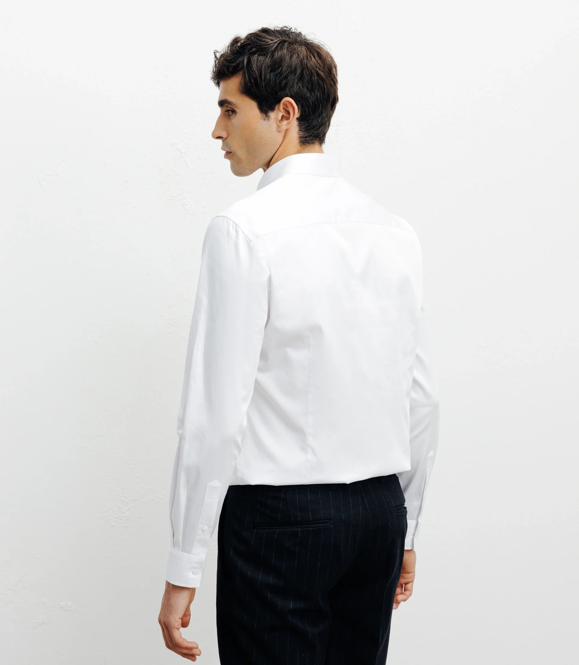 Chemise ville satin de coton blanc - IZAC