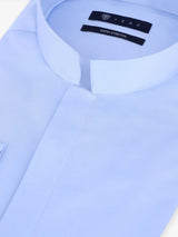 Chemise ville satin de coton bleu ciel - IZAC