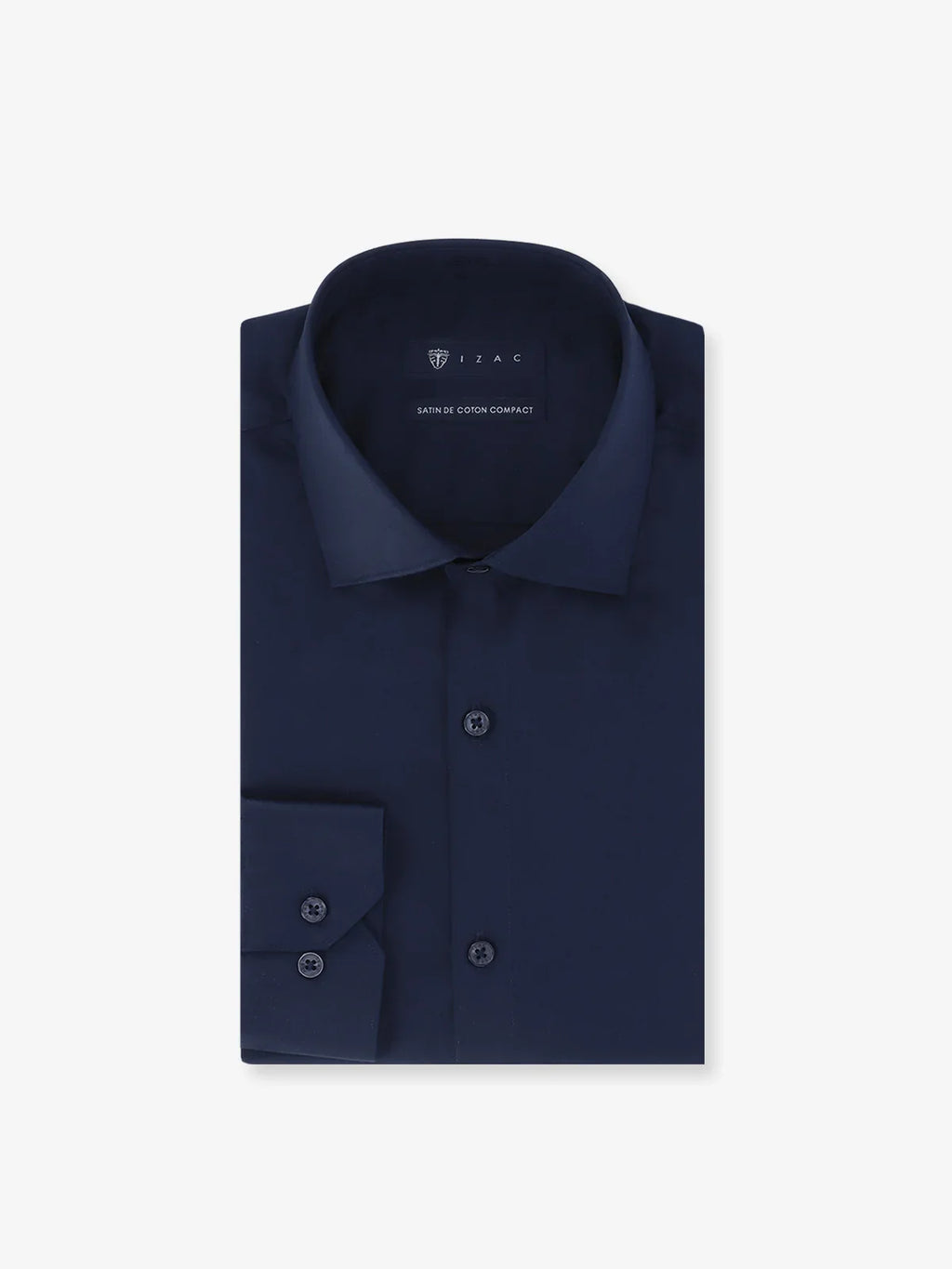 Chemise ville en satin de coton marine - IZAC