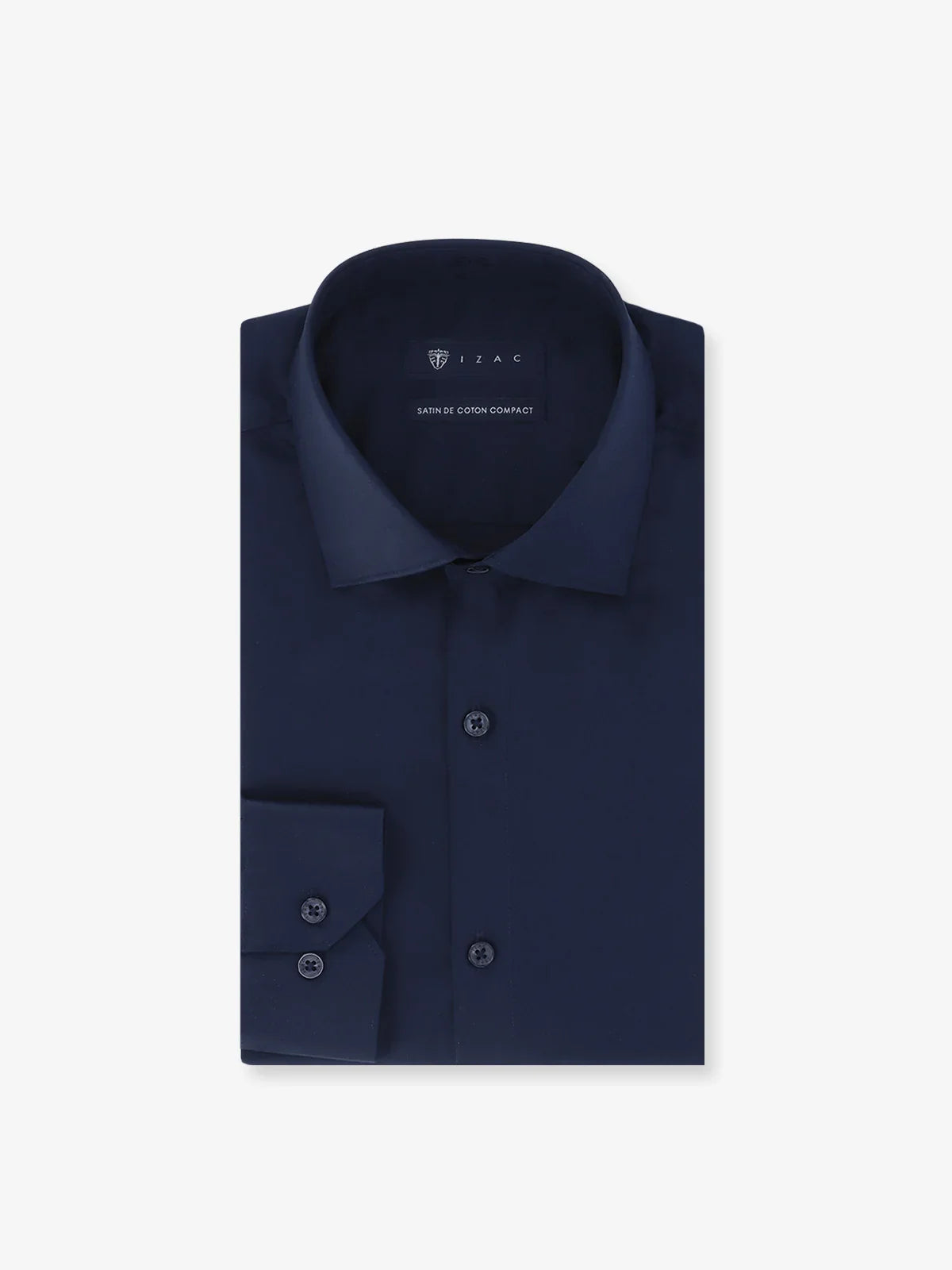 Chemise ville en satin de coton marine - IZAC