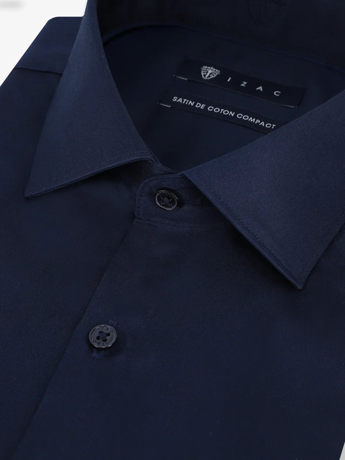 Chemise ville en satin de coton marine - IZAC