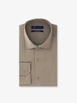 Chemise ville en satin de coton chatain - IZAC