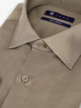 Chemise ville en satin de coton chatain - IZAC