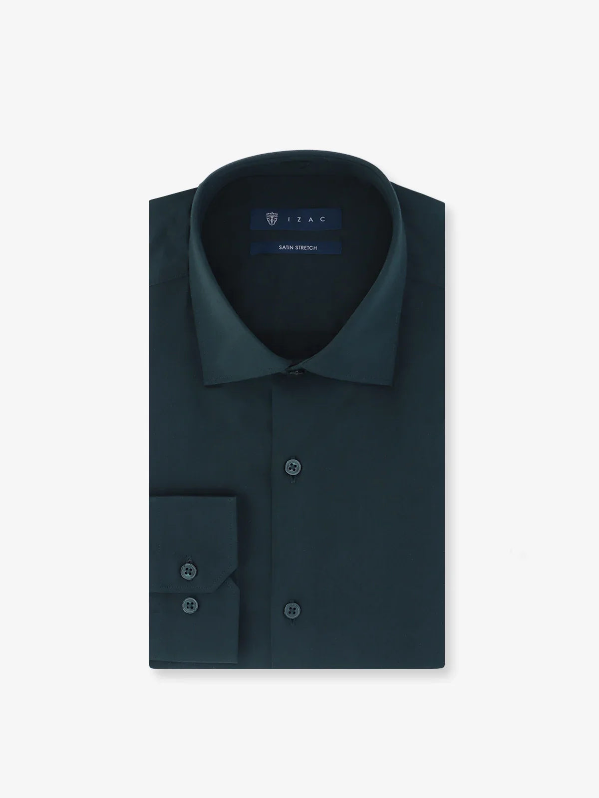 Chemise ville en satin de coton vert foncé - IZAC