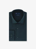Chemise ville en satin de coton vert foncé - IZAC