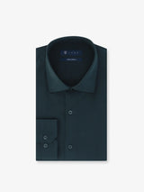 Chemise ville en satin de coton vert foncé - IZAC