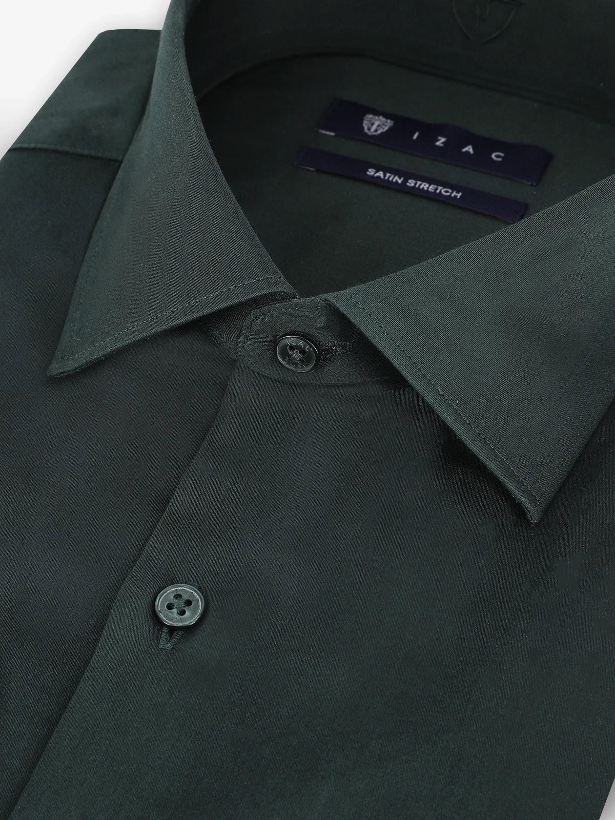 Chemise ville en satin de coton vert foncé - IZAC