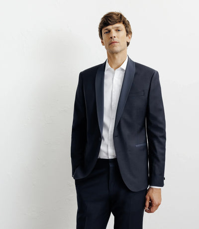 Costume col châle marine - IZAC