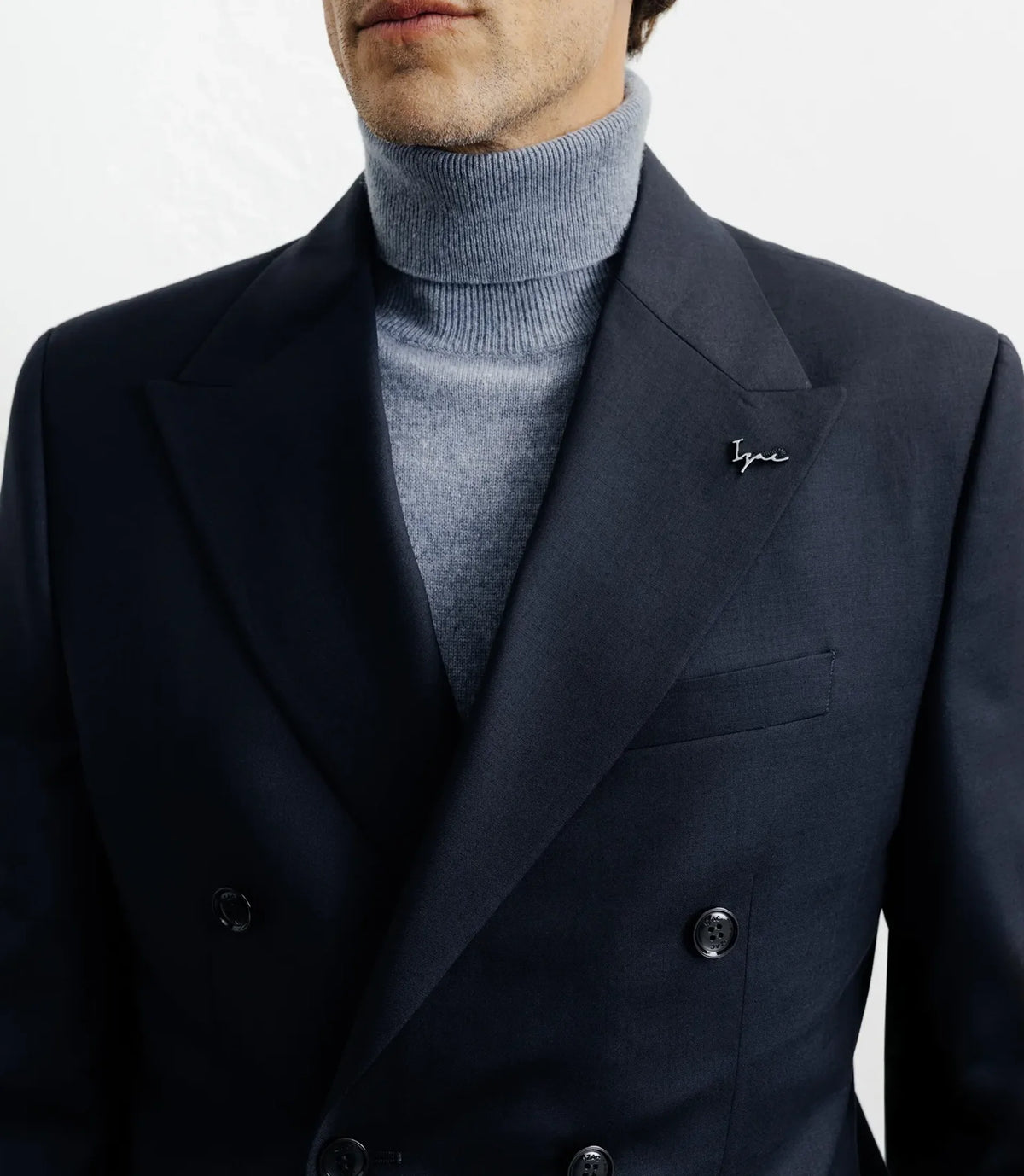 Costume croisé 100% laine bleu marine - IZAC