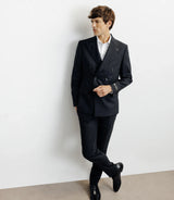 Costume croisé 100% laine noir - IZAC