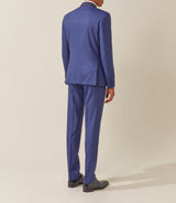 Costume de cérémonie laine bleu col châle "Feri" - IZAC