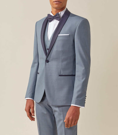 Costume de cérémonie laine gris col châle "Feri" - IZAC