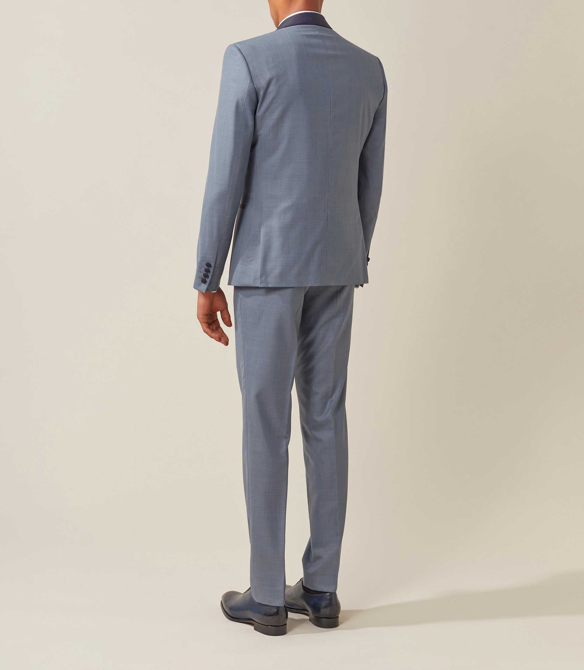 Costume de cérémonie laine gris col châle "Feri" - IZAC