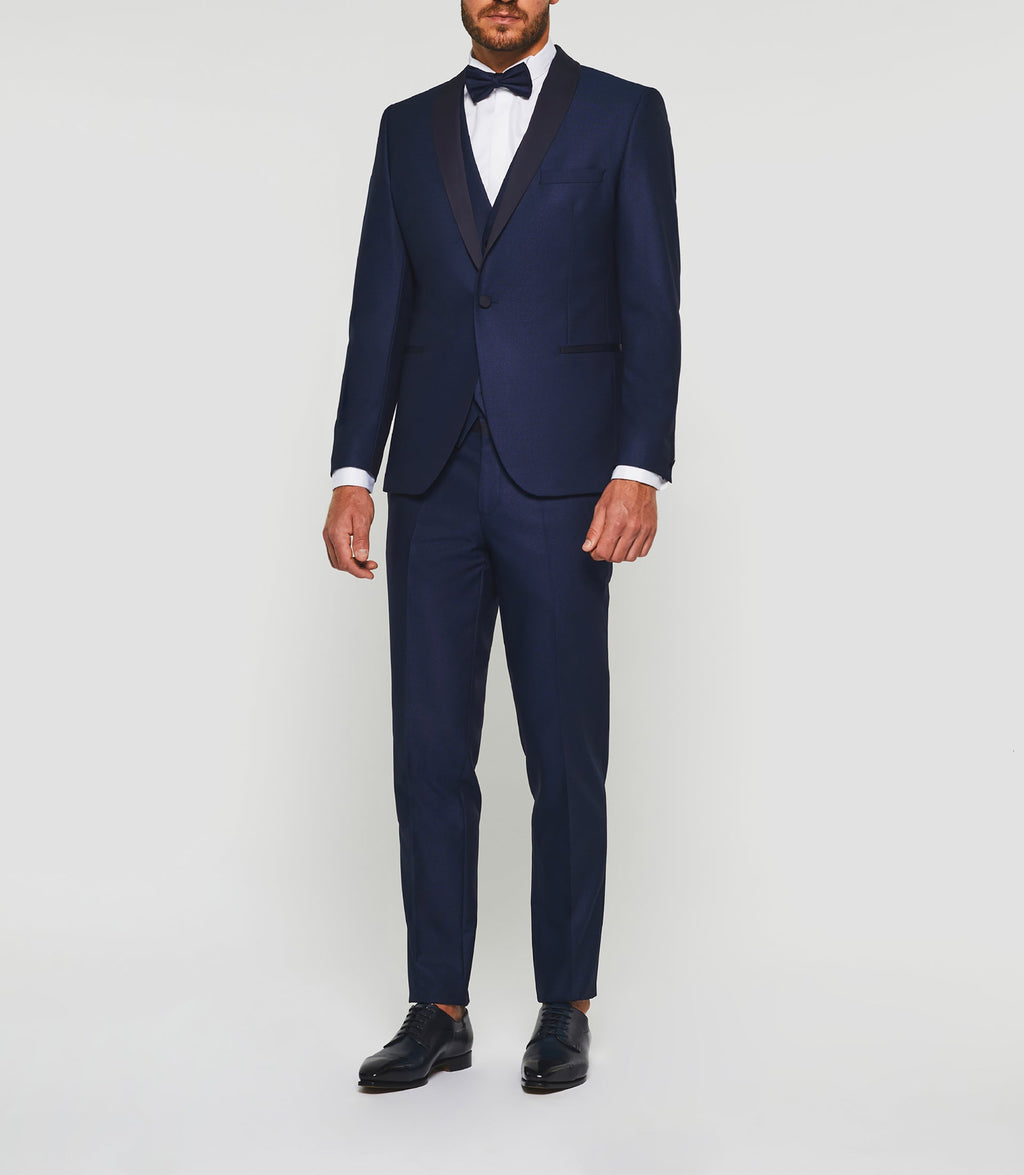 Costume cérémonie col châle bleu "Fabio" - IZAC